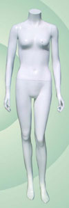 All White Sculptured Headless Female Mannequin Hands by Sides