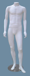 All White Sculptured Headless Male Mannequin Hands by Sides