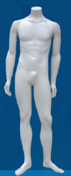 All White Sculptured Headless Male Mannequin Hands by Sides