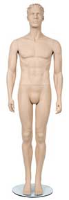 Male Mannequin with Head, Arms at Side