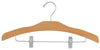 17" Natural Wood Combination Hanger with Clips - Chrome Hook