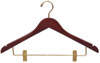 17" Walnut Combination Hanger with Clips - Brass Hook