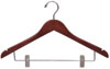 17" Walnut Combination Hanger with Clips - Chrome Hook