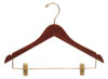 15" Walnut Combination Hanger with Clips - Brass Hook