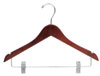 15" Walnut Combination Hanger with Clips - Chrome Hook