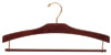 17" Walnut Suit Hanger with Non-Slip Bar - Brass Hook
