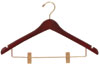 17" Walnut Combination Hanger with Clips - Brass Hook