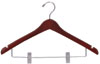 17" Walnut Combination Hanger with Clips - Chrome Hook