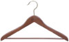 17" Walnut Coat Hanger with Non-Slip Bar - Brass Hook