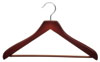 17" Walnut Coat Hanger with Non-Slip Bar - Chrome Hook