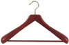 18" Walnut Coat Hanger with Non-Slip Bar - Brass Hook