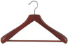18" Walnut Coat Hanger with Non-Slip Bar - Chrome Hook