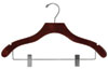 17" Walnut Combination Hanger with Clips - Chrome Hook