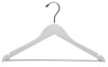17" White Suit Hanger with Bar - Chrome Hook