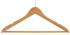 17" Natural Wood Suit Hanger with Bar - Chrome Hook