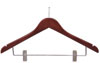 17" Walnut Combination Hanger with Clips - Chrome Hook