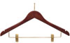 17" Walnut Combination Hanger with Clips - Brass Hook