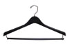 17" Black Plastic Curved Suit Hanger with Locking Bar - Chrome Hook
