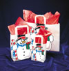 Jolly Snowman Handle Gift Bags - 8" x 4" x 10"