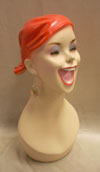 Lucy Red Hair Laughing Mannequin Head with Pierced Ears