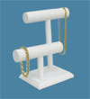 White Leatherette Double T-Bar Jewelry Display 