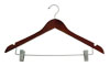 Matte Teak Wood Hangers with Clips for Suits