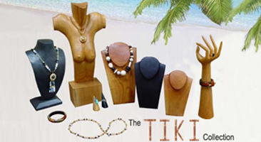 tiki wood jewelry displays