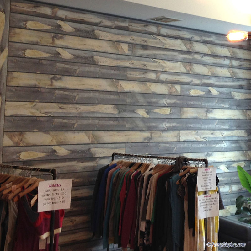 Blue Stain Pine Natural Wood Slatwall Panel, Textured Slawall