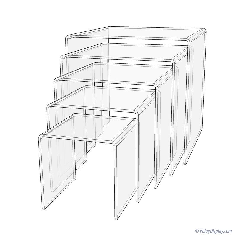 Square Acrylic Risers 1/8" Thick Set of 5 Acrylic Displays