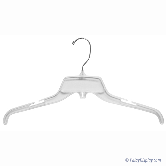 17 White Plastic Heavy-Weight Shirt Hanger with Chrome Hook and