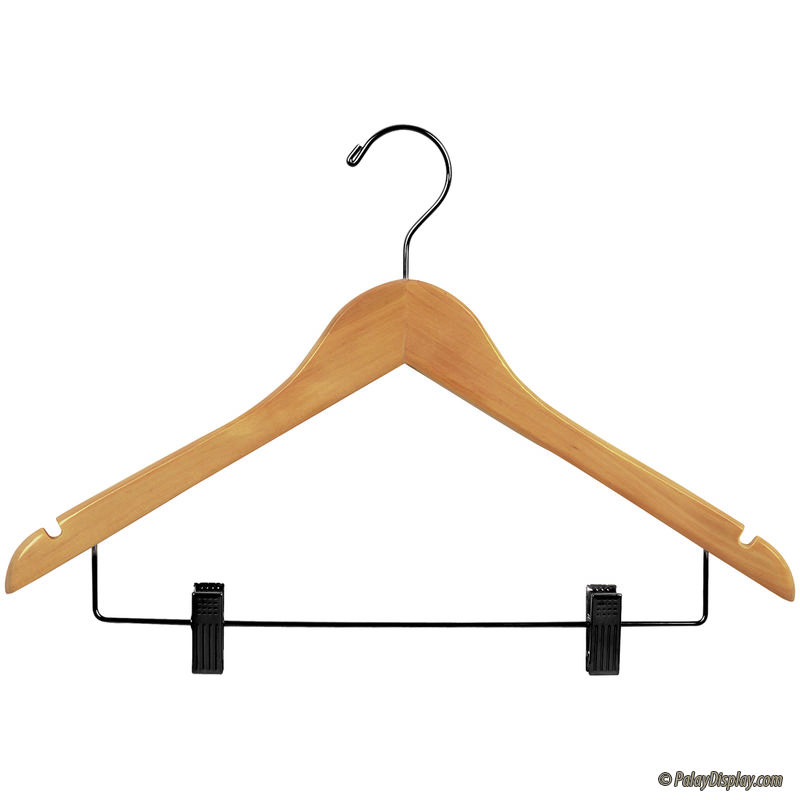 Order Natural Wood Suit Hanger With Chrome Hook - 17