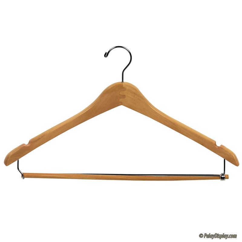 Order Natural Wood Suit Hanger With Chrome Hook - 17