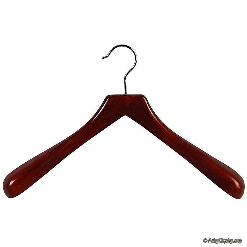 Amherst 18 Curved Walnut Coat Hanger - Curved Wood Hangers