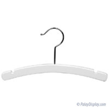 White Wooden Children's Hanger with Chrome Pant Clips