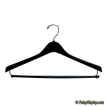 Heavy-Duty Black Plastic Coat Hanger with Locking Pant Bar, Box of 100 1/2  Inch Thick Countoured Hangers with Chrome Hook - On Sale - Bed Bath &  Beyond - 17806556