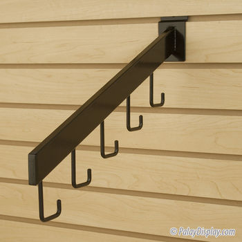 5 J Hook Rectangular Slatwall Waterfall Black - Slimline