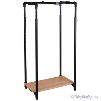 Pro Series Adjustable Cross Bar Pipe Clothing Rack with Shelf