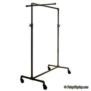 Adjustable Single Rail Pipe Clothing Rack With Cross Bar