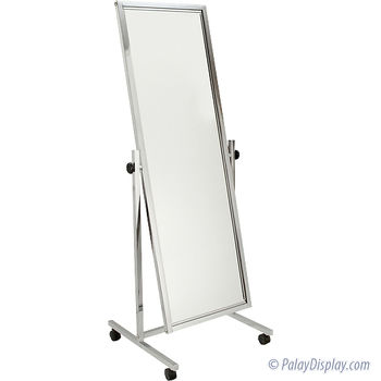 Chrome Floor Mirror with Casters