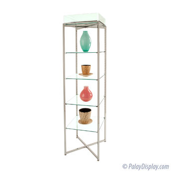 Folding Glass Etagere - Large With Magnetic Signholder Top