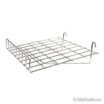 Gridwall Slant Shelf with Lip - Chrome