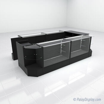 Lighted Large Retail Display Case Kiosk - Black