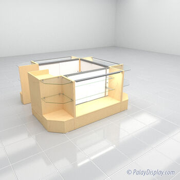 Lighted Small Retail Display Case Kiosk - Maple