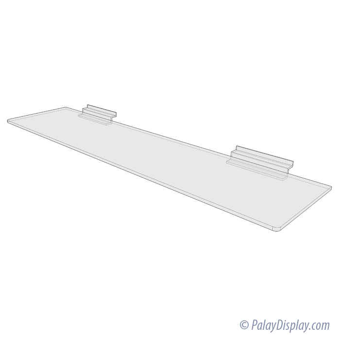 Slatwall Shelf 24"W x 6"D Acrylic Slatwall Shelves Slatwall Palay Display