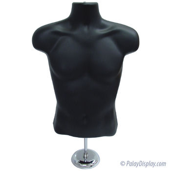 Men's Countertop Shirt Form With Chrome Base - Black