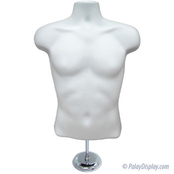 Men's Countertop Shirt Form With Chrome Base - White