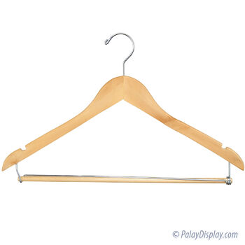 Natural Wood Suit Hangers with Bar