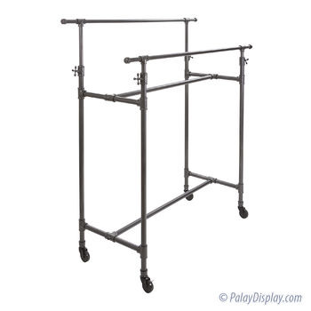 Adjustable Double Rail Pipe Clothing Rack