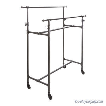 Adjustable Double Rail Pipe Clothing Rack