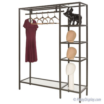 Sienna Glass Shelf Floor Display with Hangrail